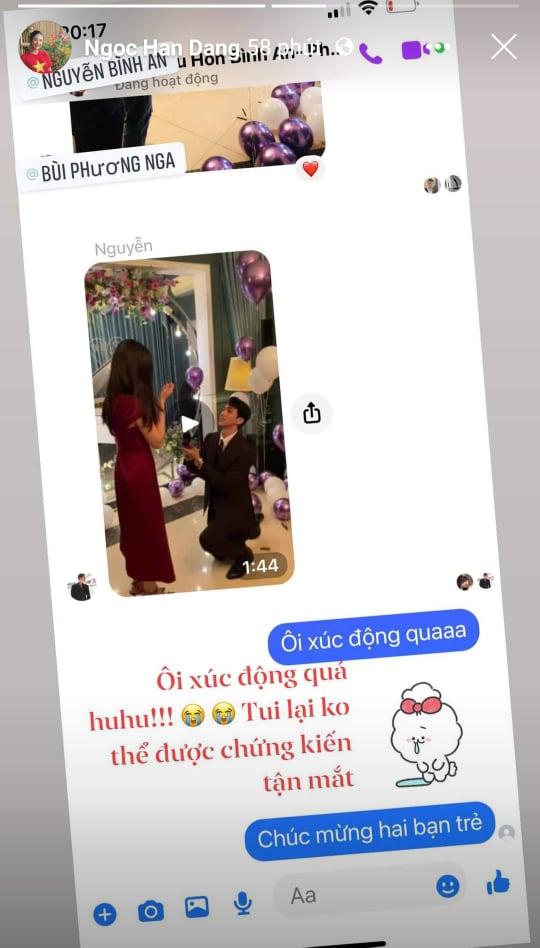 Hoa hậu Ngọc Hân hé lộ clip nam diễn viên quỳ gối cầu hôn Phương Nga.