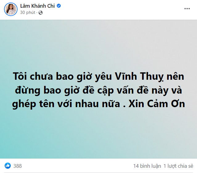 Lâm Khánh Chi chia sẻ.
