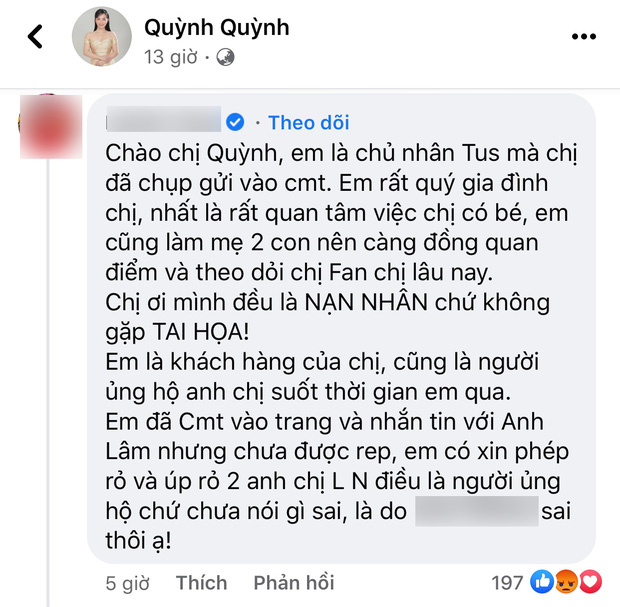Dưới phần bình luận, 1 netizen từng chuyển khoản 100 triệu cho lần từ thiện này đã lên tiếng bày tỏ quan điểm, suy nghĩ về gia đình Lê Dương Bảo Lâm