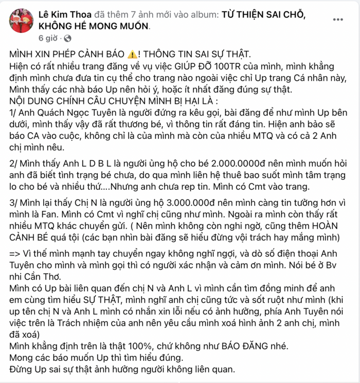 Bài đăng mới nhất của vị mạnh thường quân 
