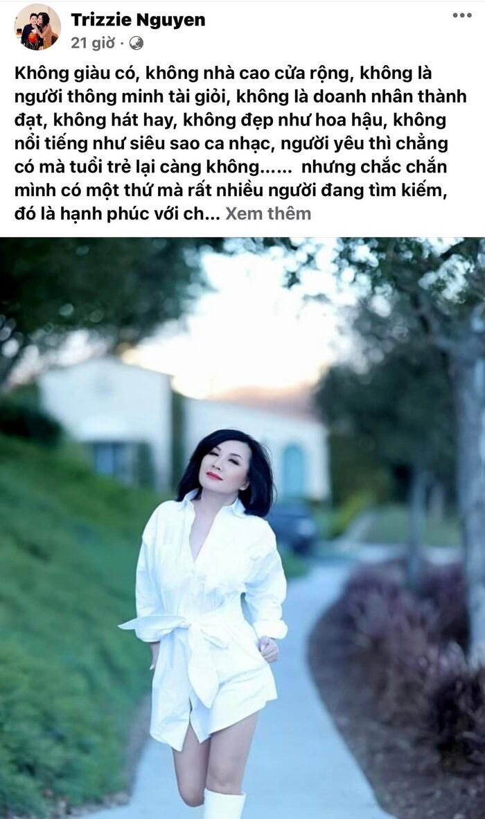 Trizzie Phương Trinh đăng tải trạng thái gây chú ý. 