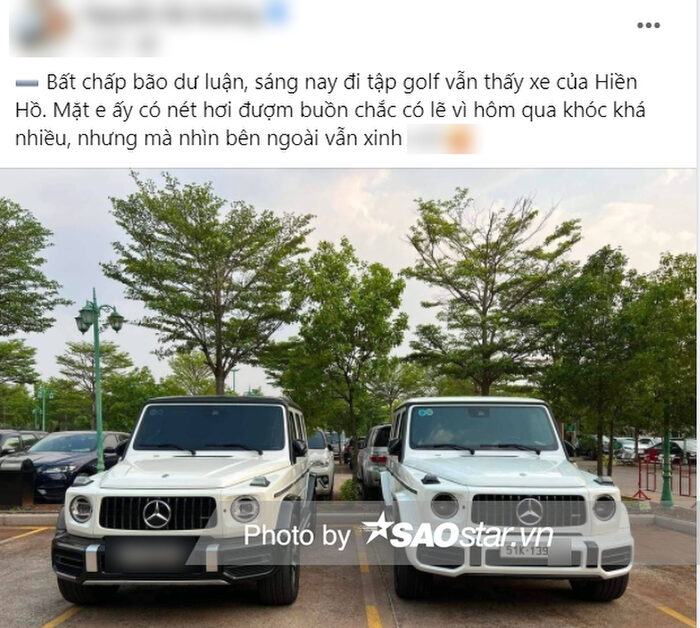 Đính kèm với chia sẻ đã bắt gặp Hiền Hồ là bức ảnh chiếc xe tiền tỷ, có biển số giống với chiếc xe mà nữ ca sĩ từng đăng tải trước đó.