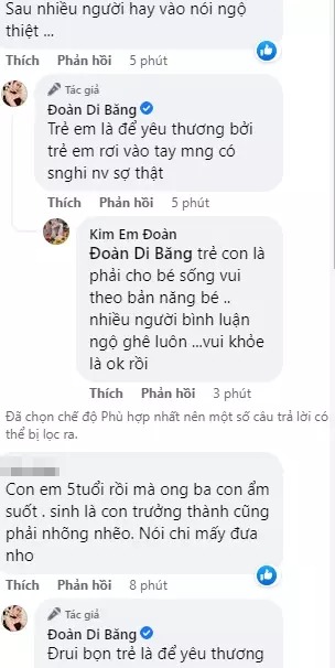Đoàn Di Băng cho rằng trẻ con là để yêu thương.