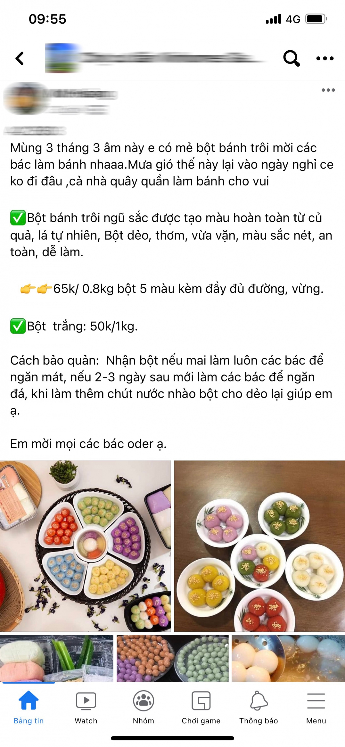 Trên các chợ mạng, Zalo, Facebook… những set bột nếp tươi làm bánh trôi, bánh chay cũng được mọi người rao bán khá sôi động.