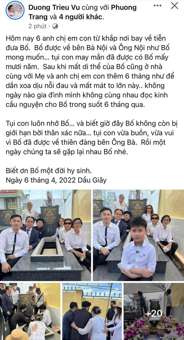 Dương Triệu Vũ cùng các anh em ở nước ngoài đã về Việt Nam để tổ chức lễ an vị cho bố ruột