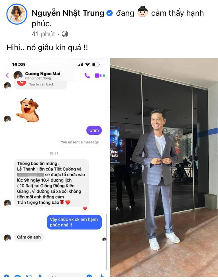 Bài đăng của đạo diễn Nhật Trung. 