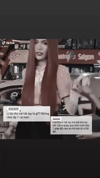 Khoảnh khắc được cho là Lan Khuê hất tay, thái độ lạnh lùng với nhân viên hỗ trợ đang là chủ đề được netizen bàn tán trên mạng xã hội (Clip: TikTok Hoa hậu Việt Nam)