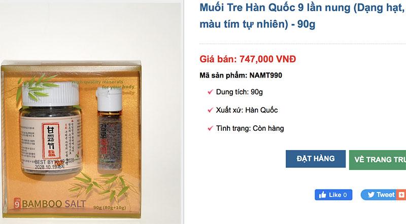Tại Việt Nam, muối tre Hàn Quốc được rao bán khá nhiều, có loại giá tới hơn 8 triệu đồng/kg.