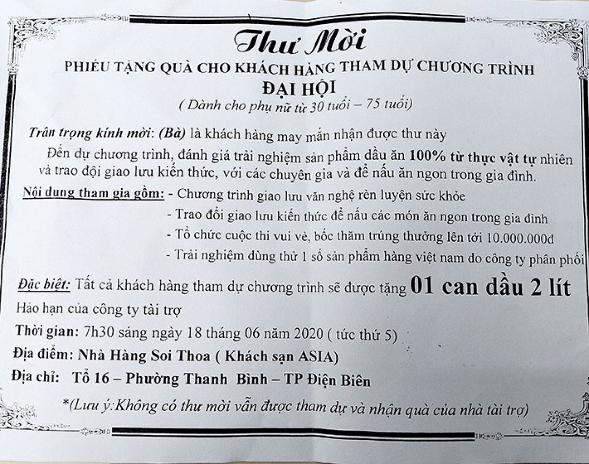Thư mời dụ dỗ người cao tuổi tham dự Hội thảo