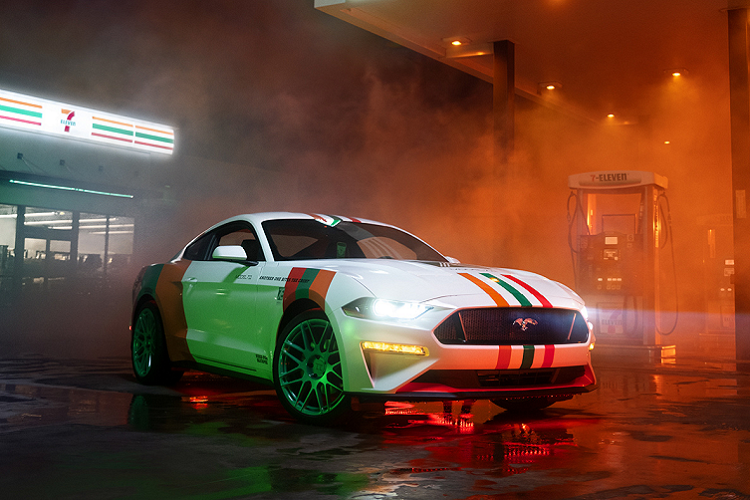 Dựa trên chiếc Ford Mustang đời 2021 và được đặt tên là “Model 711”. Mẫu xe cơ bắp này sở hữu một diện mạo có các họa tiết độc đáo với màu sắc biểu tượng của 7-Eleven là trắng, xanh lá cây, cam và đỏ. Phần thân xe được sơn màu trắng, các đường màu lần lượt bao lấy phần đuôi sau của xe. Các đường sọc màu đỏ, trắng, cam và xanh lá cây cũng được đặt song song nhau dọc theo nắp capo xe cho tới nóc xe.