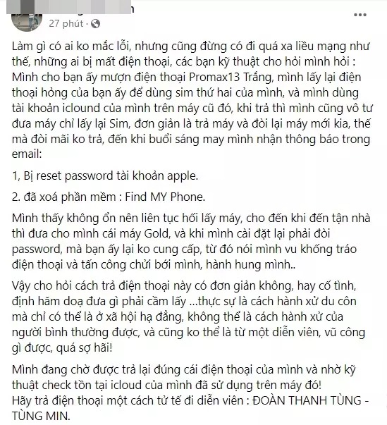 Nguyên văn bài viết của H.A - quản lý cũ Tùng Min.