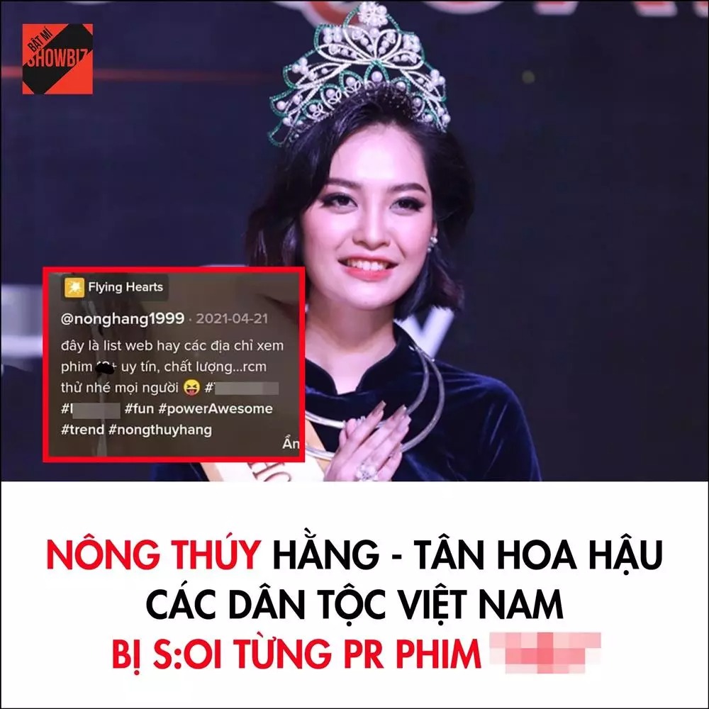 Bài đăng được cho là quảng bá nội dung đồi trụy. Tuy nhiên, nội dung này hiện không còn trên trang TikTok cá nhân của Nông Thúy Hằng.