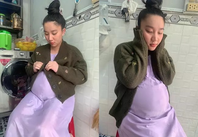 Vợ Lê Dương Bảo Lâm mệt mỏi, bơ phờ sau vài ngày nhập viện vì sốt cao.