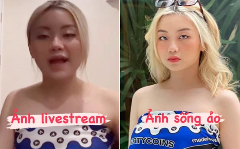 Vì vậy mà nhiều người không khỏi tò mò đem ảnh sống ảo và nhan sắc khi lên livestream của rapper Kellie ra so sánh.