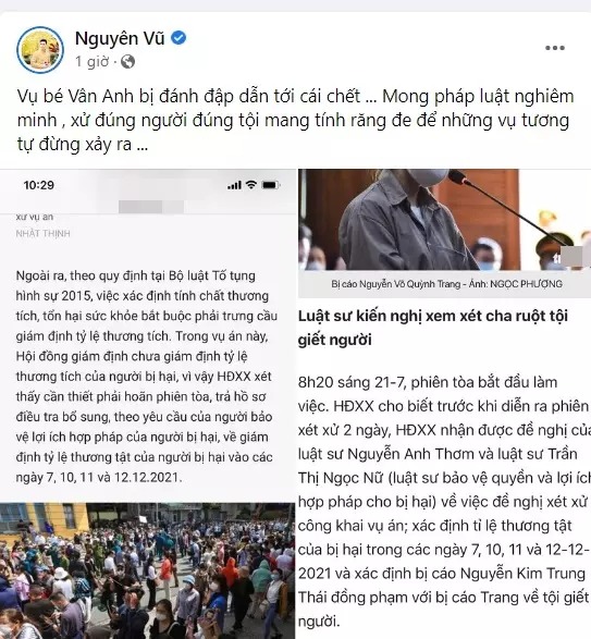 Chia sẻ của ca sĩ Nguyên Vũ.