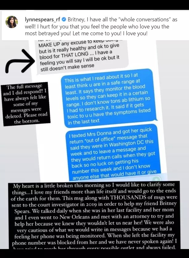 Bà Lynne Spears tỏ ra đau khổ trước cáo buộc của con gái, nhưng cuối cùng khẳng định vẫn rất yêu cô