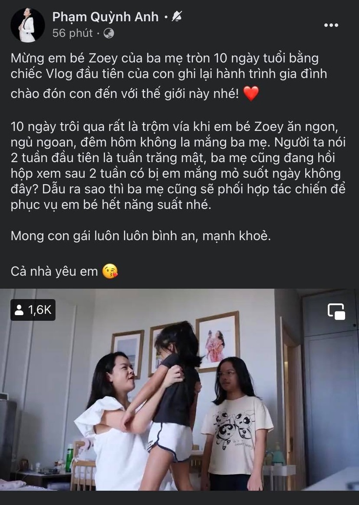 Phạm Quỳnh Anh vừa chia sẻ.