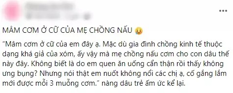 Nàng dâu ấm ức chia sẻ (Ảnh chụp màn hình)