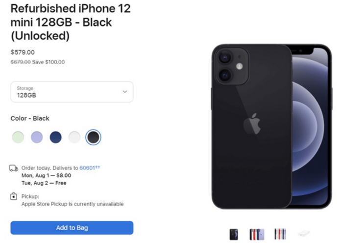 Apple đã bắt đầu bán iPhone 12 mini tân trang đã được chứng nhận tại Mỹ. Đây là lần đầu tiên công ty thực hiện việc này kể từ khi sản phẩm này được ra mắt vào tháng 10/2020.