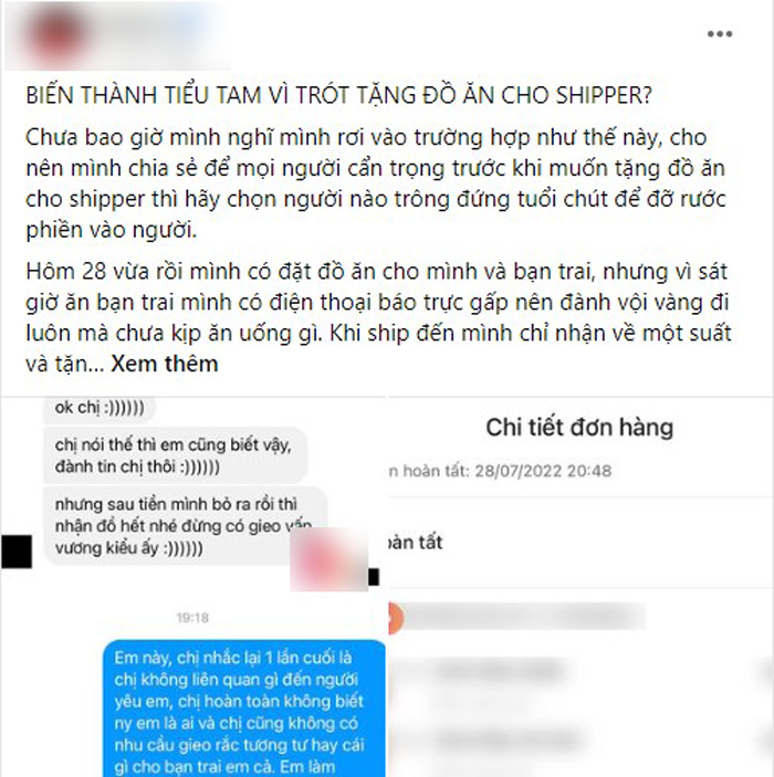 Chỉ vì tặng đồ ăn cho shipper, cô gái bị đánh ghen chửi bới làm phiền-1