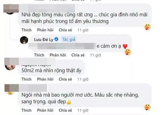 Bài đăng của Lưu Đê Ly nhận về sự quan tâm lớn. Rất nhiều bình luận ngợi khen nhà đẹp, là ước mơ của biết bao người.