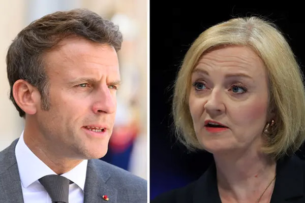 Tổng thống Pháp Emmanuel Macron tỏ ra không hài lòng với phát biểu của chính trị gia Anh Liz Truss về quan hệ song phương. Ảnh: The Guardian