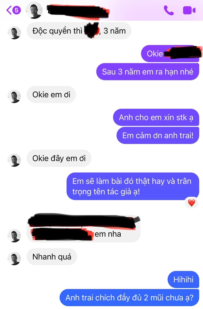 Đoạn tin nhắn giữa Nathan Lee và nhạc sĩ Quốc Bảo.