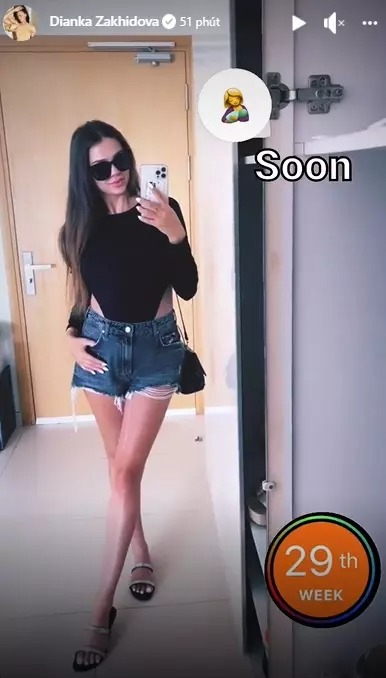 Dianka Zakhidova mang thai ở tuần 29.