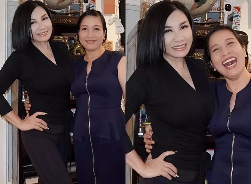 Trizzie Phương Trinh và diva Mỹ Linh chụp hình chung.