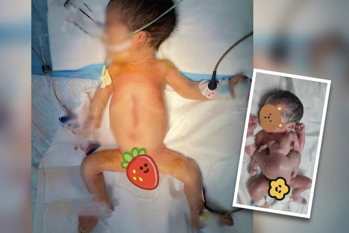 Ca phẫu thuật kéo dài 3 giờ đã phẫu thuật thành công bào thai ký sinh ở em bé sơ sinh 4 tay 4 chân. Ảnh