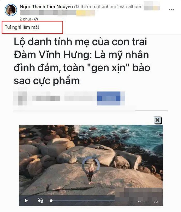 Ngọc Thanh Tâm chính thức lên tiếng phủ nhận là mẹ ruột con trai Đàm Vĩnh Hưng.