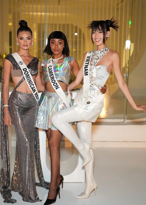 Sự chênh lệch chiều cao giữa đại diện Việt Nam và các người đẹp khác có phần đáng kể. Ảnh: FBNV