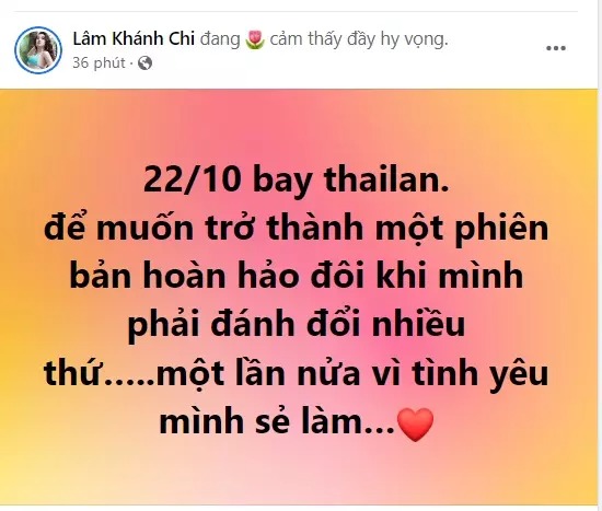 Ngày 22/10, Lâm Khánh Chi bay qua Thái Lan sửa giọng.