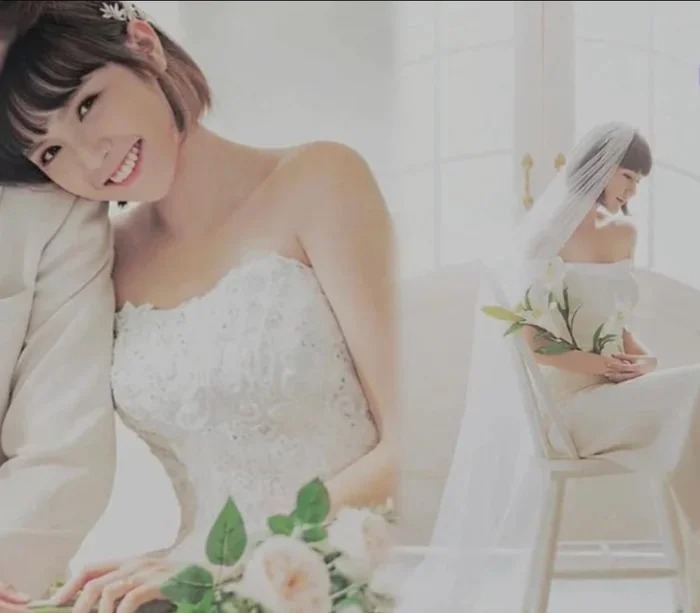 Hình ảnh Hải Tú mặc váy cưới được lan truyền trên mạng xã hội trước đó