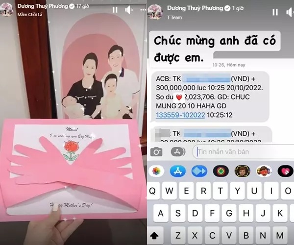 Bà xã Quế Ngọc Hải khoe nhận được thiệp kèm số dư tài khoản khủng.