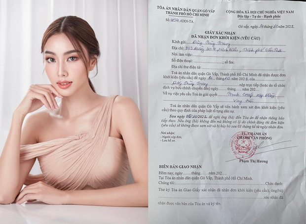 Tòa án Nhân dân quận Gò Vấp có giấy xác nhận đã nhận đơn khởi kiện của bà Đặng Thùy Trang