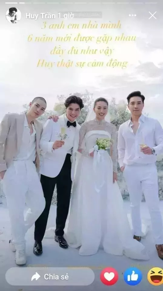 Hình ảnh em trai ruột Huy Trần trong đám cưới được nam CEO chia sẻ.