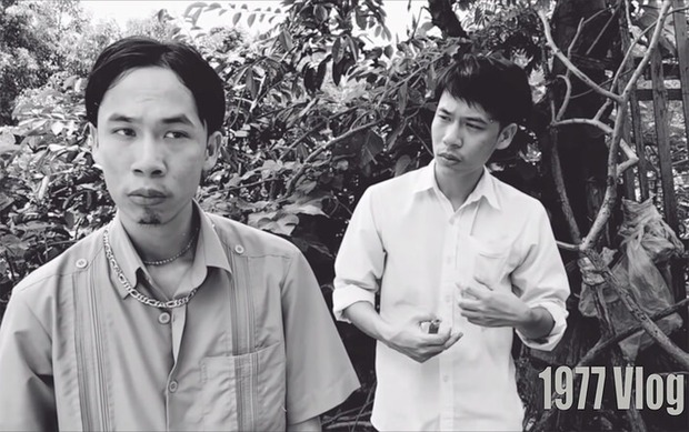 Việt Anh (trái) vai Lão Hạc và Trung Anh (phải) vai ông giá trong clip 