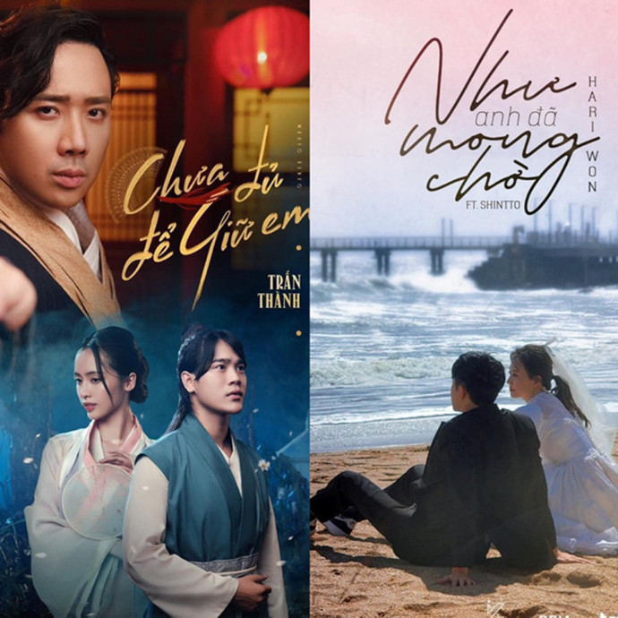 Hari Won và Trấn Thành gây chú ý khi chọn ra mắt MV cùng ngày. 