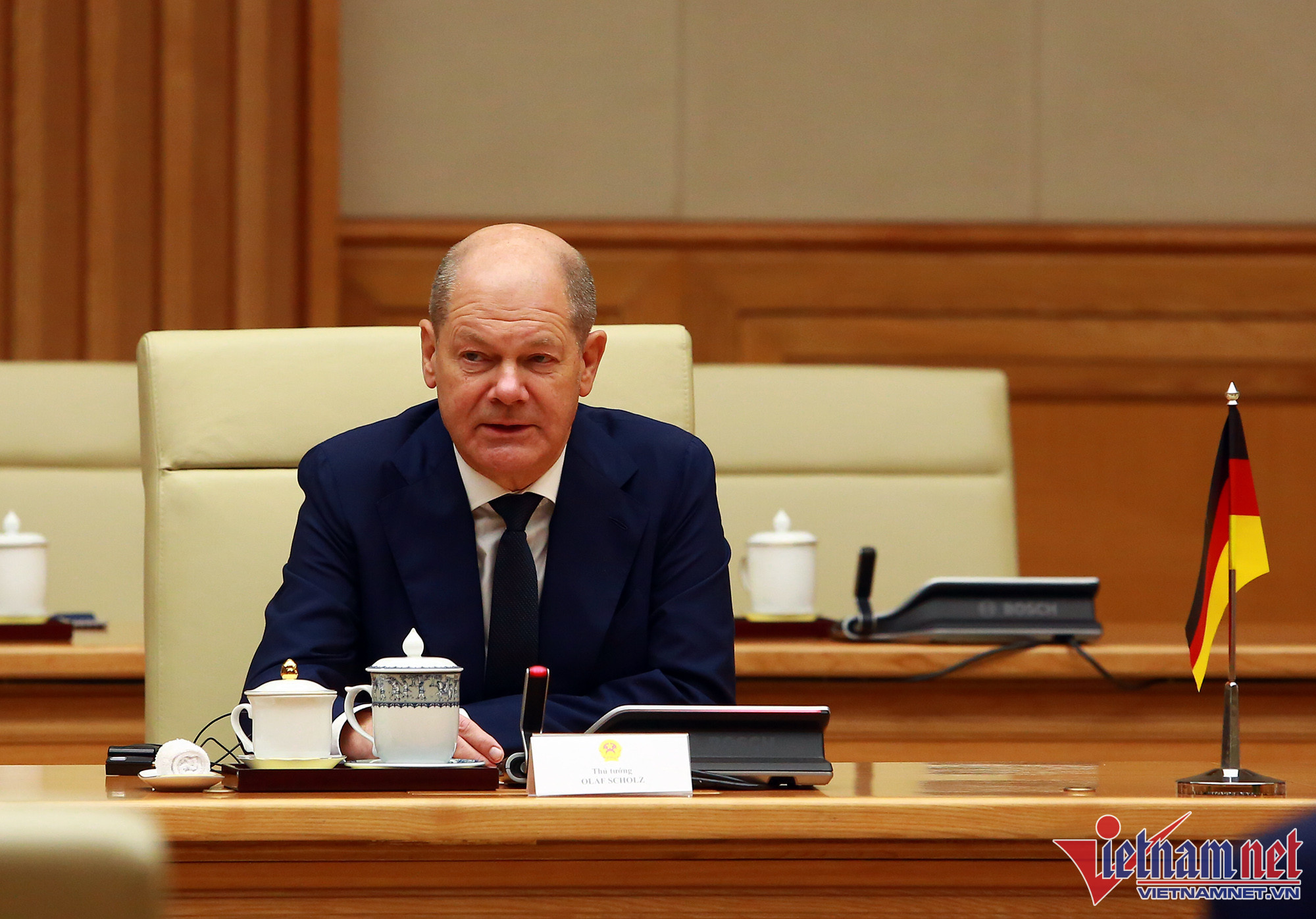 Thủ tướng Đức Olaf Scholz tại hội đàm.