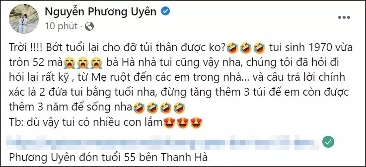 Phương Uyên khẳng định 52 tuổi, không phải 55.