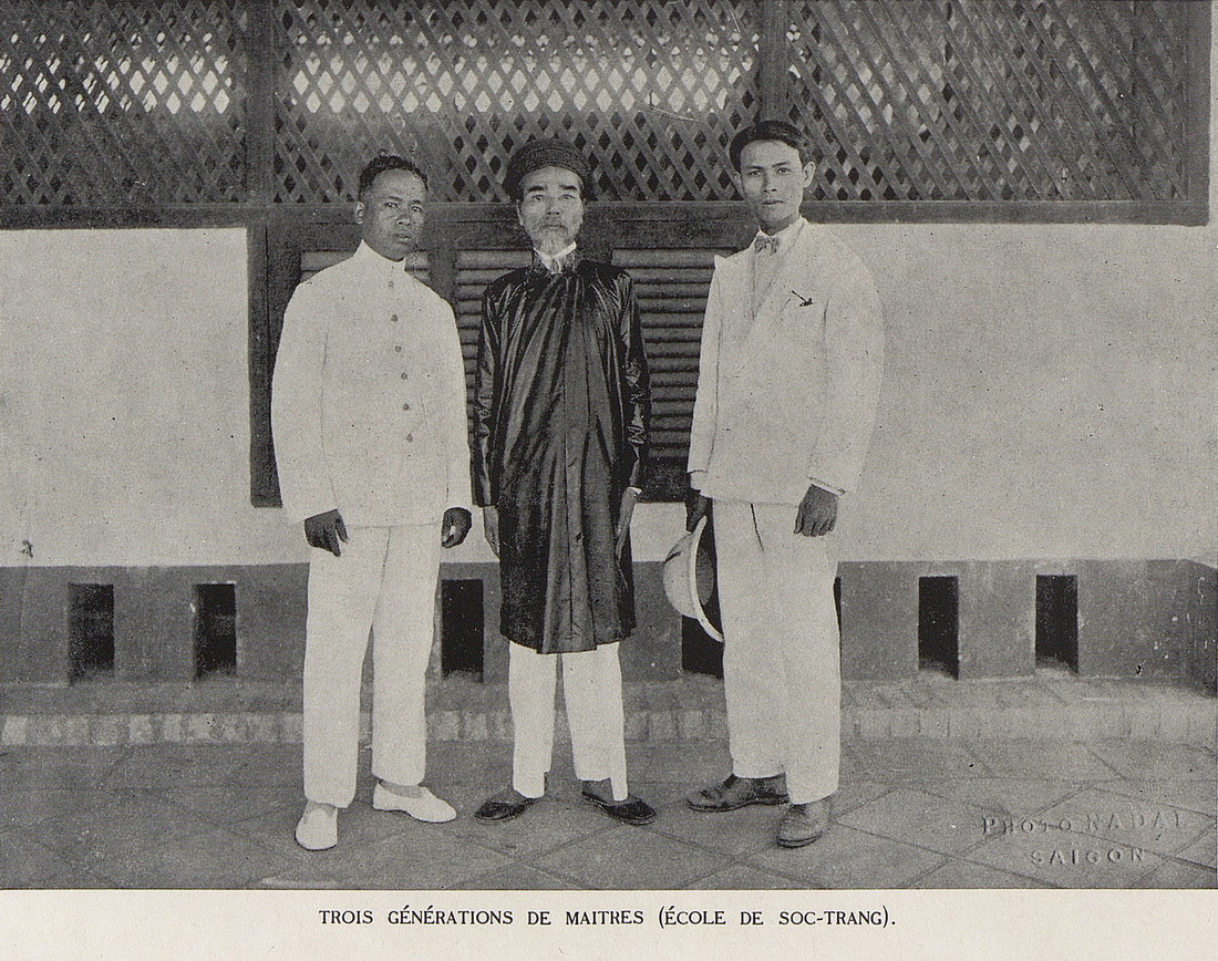 Ba thế hệ hiệu trưởng của một ngôi trường ở Sóc Trăng đầu thế kỷ 20.