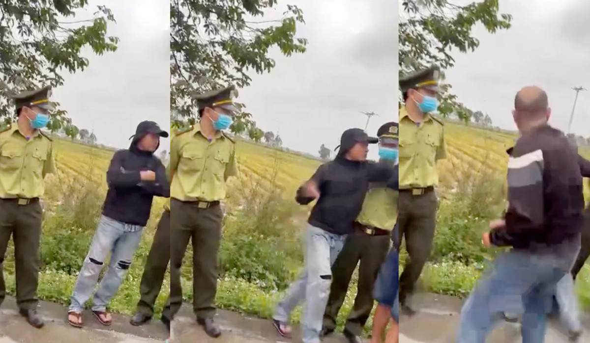 Hình ảnh đánh nhau trước mặt cán bộ Kiểm lâm Nghệ An đang làm nhiệm vụ - Ảnh cắt từ video clip