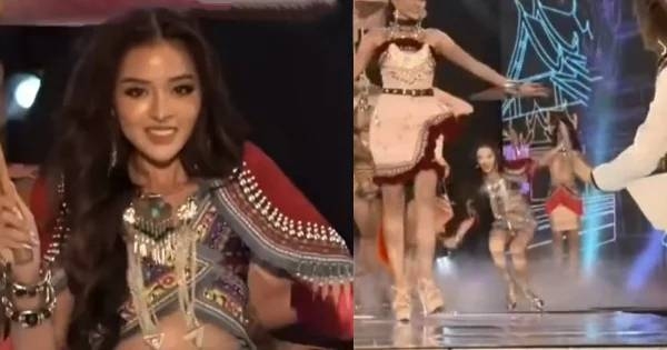 Theo đó, tại tiết mục đồng diễn mở màn, hot girl TikTok này bị trật chân và ngã quỵ trên sân khấu.