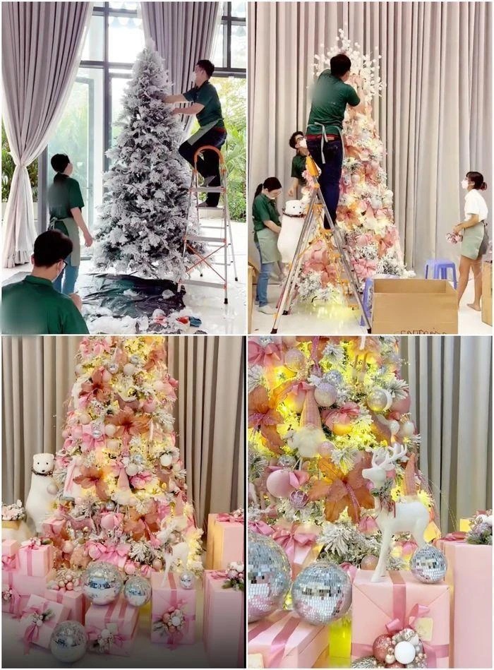 Người đẹp Ngọc Trinh cũng cực kì chịu khó đầu tư trang trí Giáng sinh