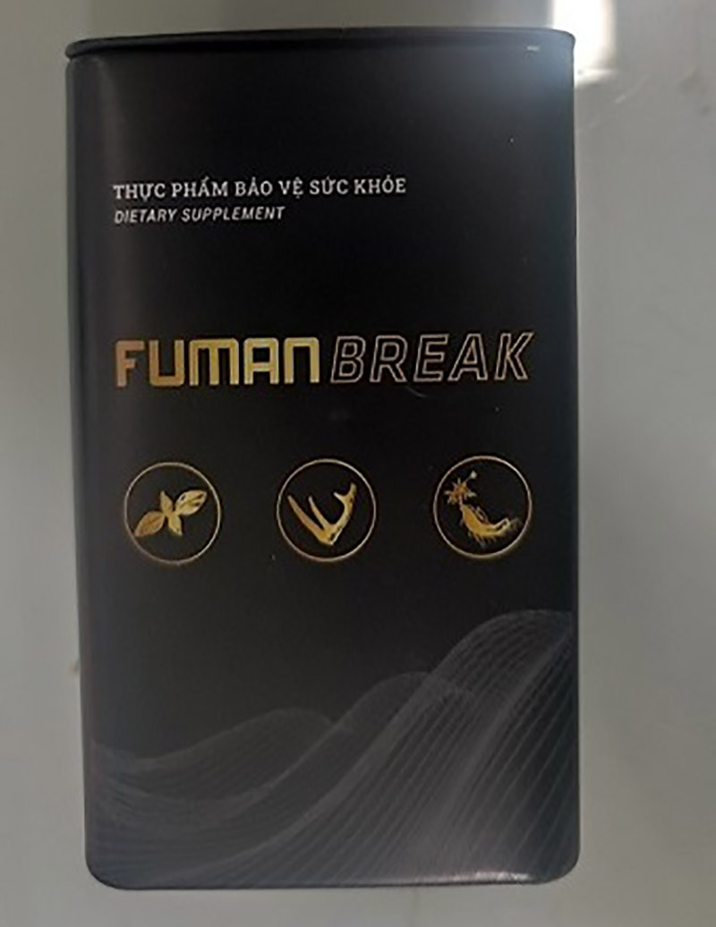 Hình ảnh sản phẩm thực phẩm bảo vệ sức khỏe Fuman Break chứa chất cấm Sildenafil. Ảnh: Cục An toàn thực phẩm