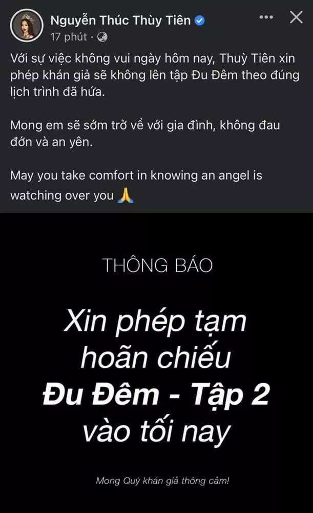 Buồn bã trước thông tin về bé Nam, Thùy Tiên cũng thông báo dời lịch chiếu chương trình của cô.