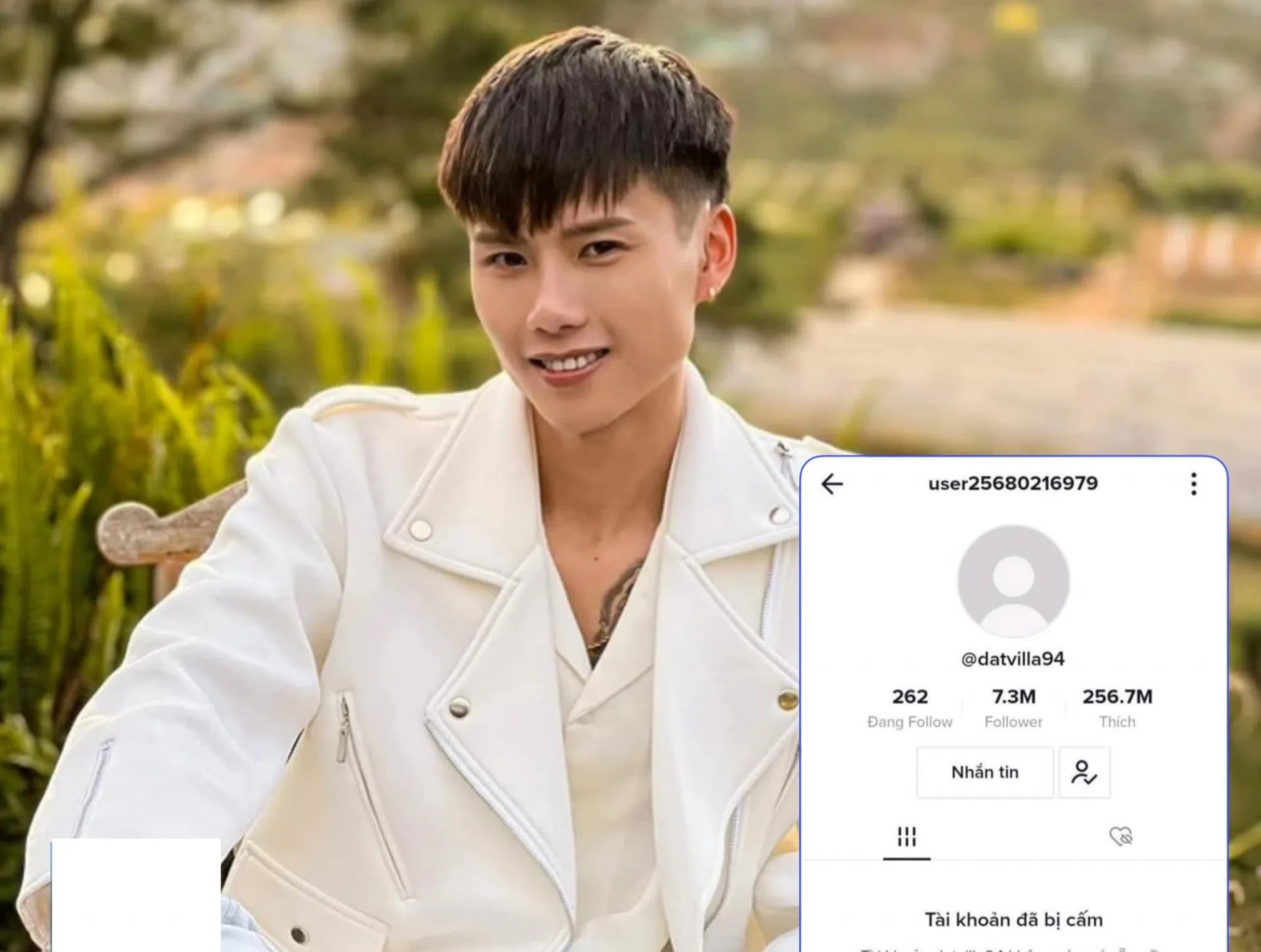 Thông tin tài khoản Tiktok của Đạt Villa với hơn 7 triệu follow bị cấm vĩnh viễn gây xôn xao mạng xã hội. Ảnh: Facebook