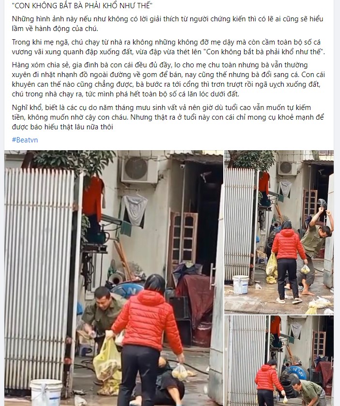  Câu chuyện về tình thương người con dành cho mẹ được chia sẻ rộng rãi trên nhiều trang cộng đồng. (Ảnh: Facebook Beatvn)