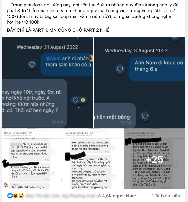 Bài đăng tố trên mạng xã hội. (Ảnh chụp màn hình).